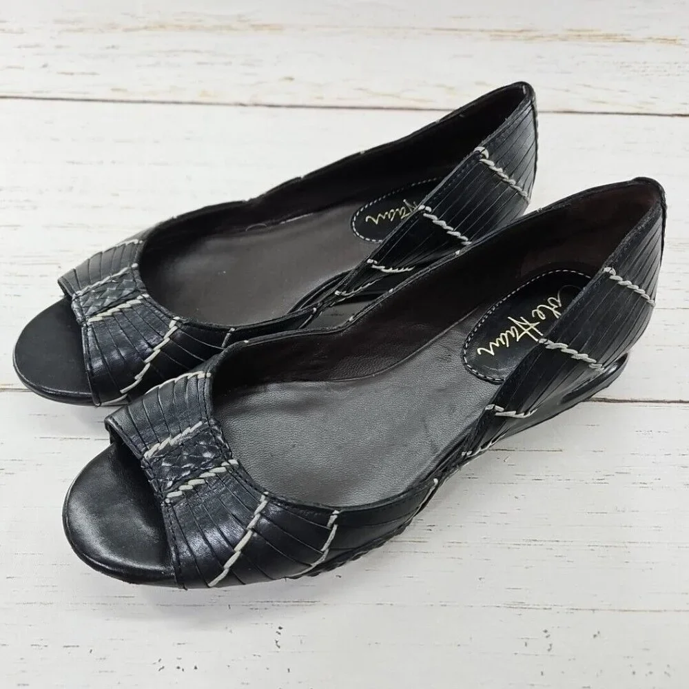 Cole Haan Air Bria Huarache Women Shoe Size 6B Black Wedge Open Toe Woven D27319